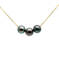 Select Floating 8mm Trio Necklace - Green, Peacock & Aubergine