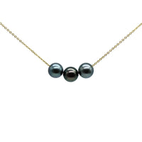 Select Floating 8mm Trio Necklace - Blue, Dark Aubergine, and Green