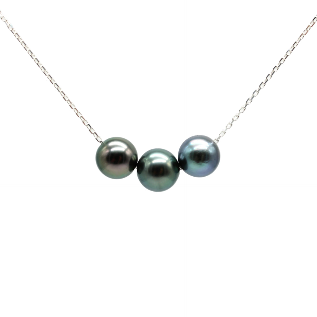 Select Floating 7mm Trio Necklace - Peacock, Green & Blue