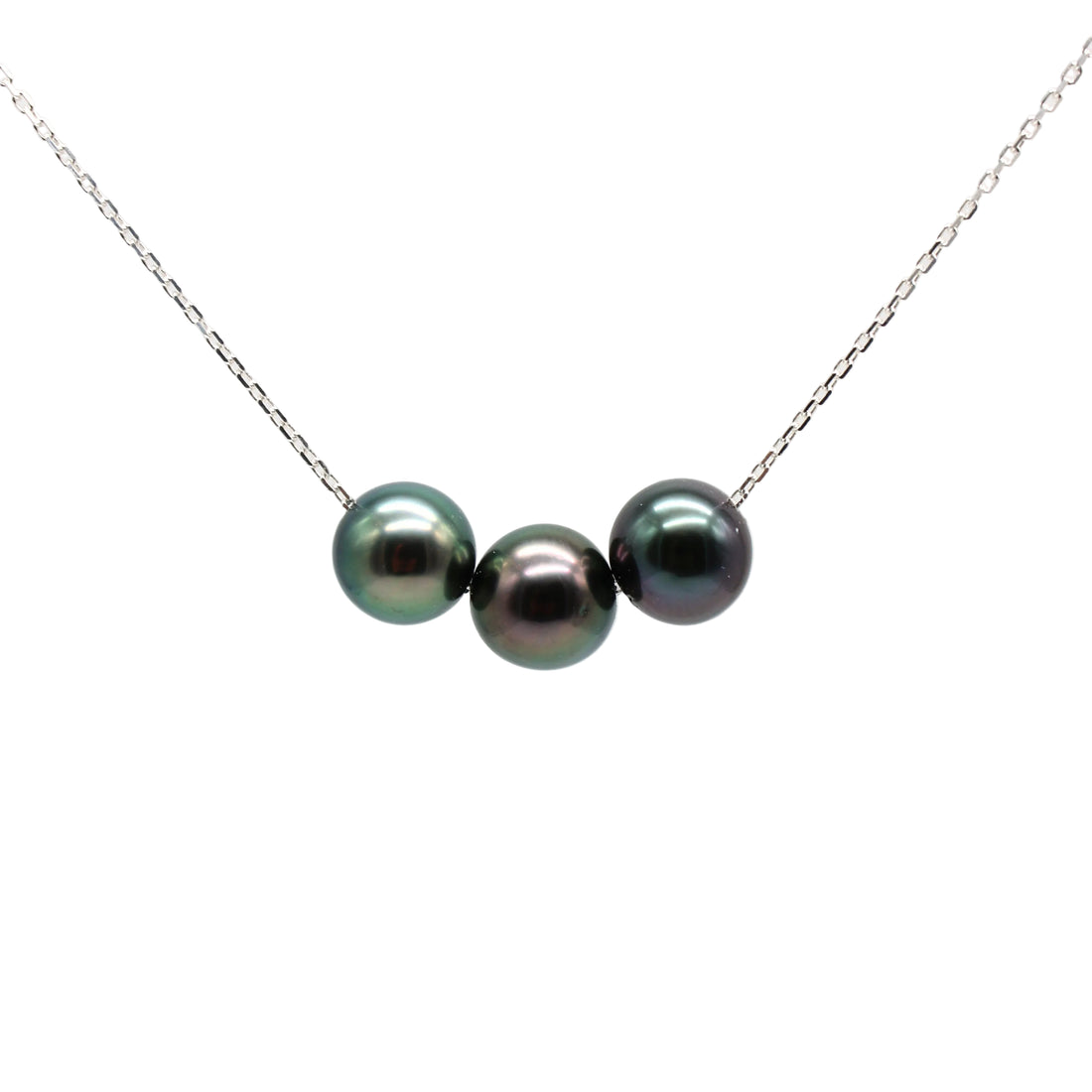 Select Floating 8mm Trio Necklace - Green, Peacock & Aubergine