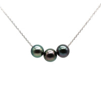 Select Floating 8mm Trio Necklace - Green, Peacock & Aubergine