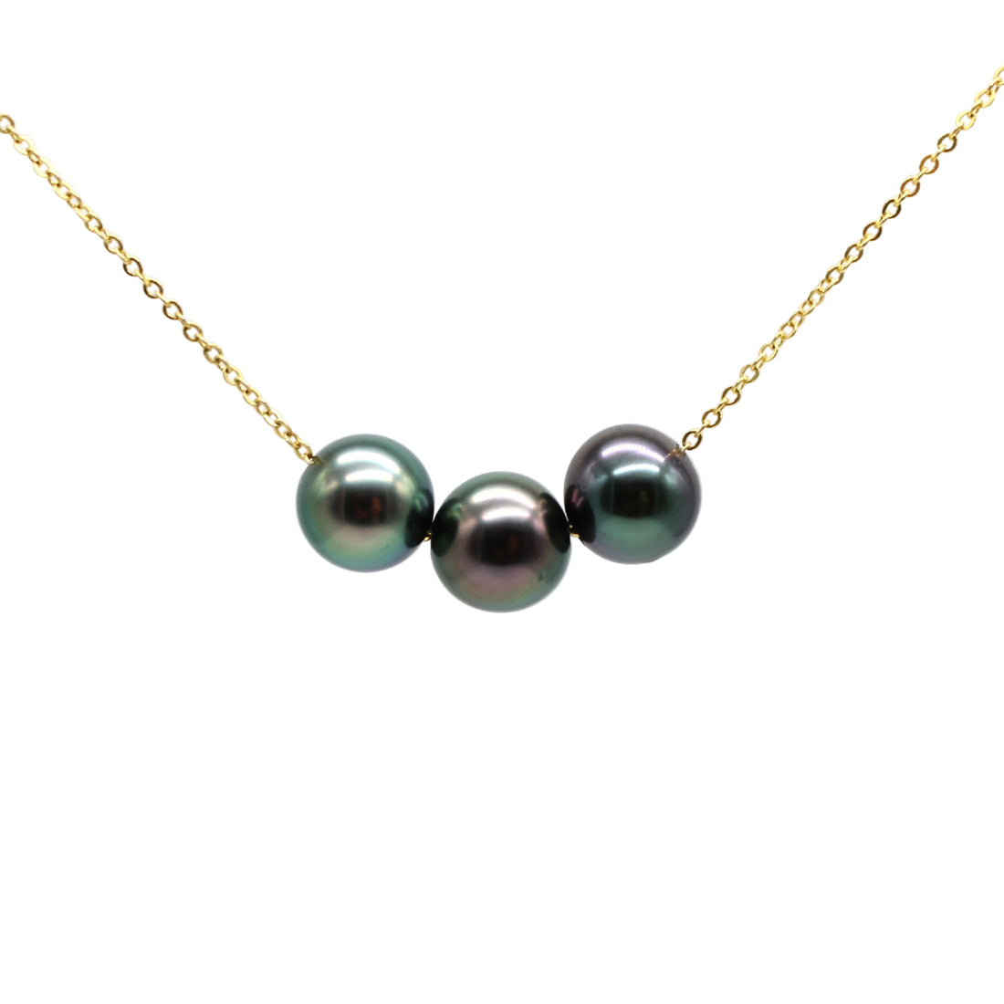 Select Floating 8mm Trio Necklace - Green, Peacock & Aubergine