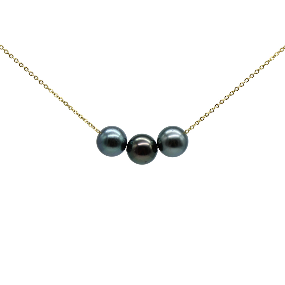 Select Floating 8mm Trio Necklace - Blue, Dark Aubergine, and Green