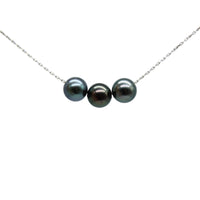 Select Floating 8mm Trio Necklace - Blue, Dark Aubergine, and Green