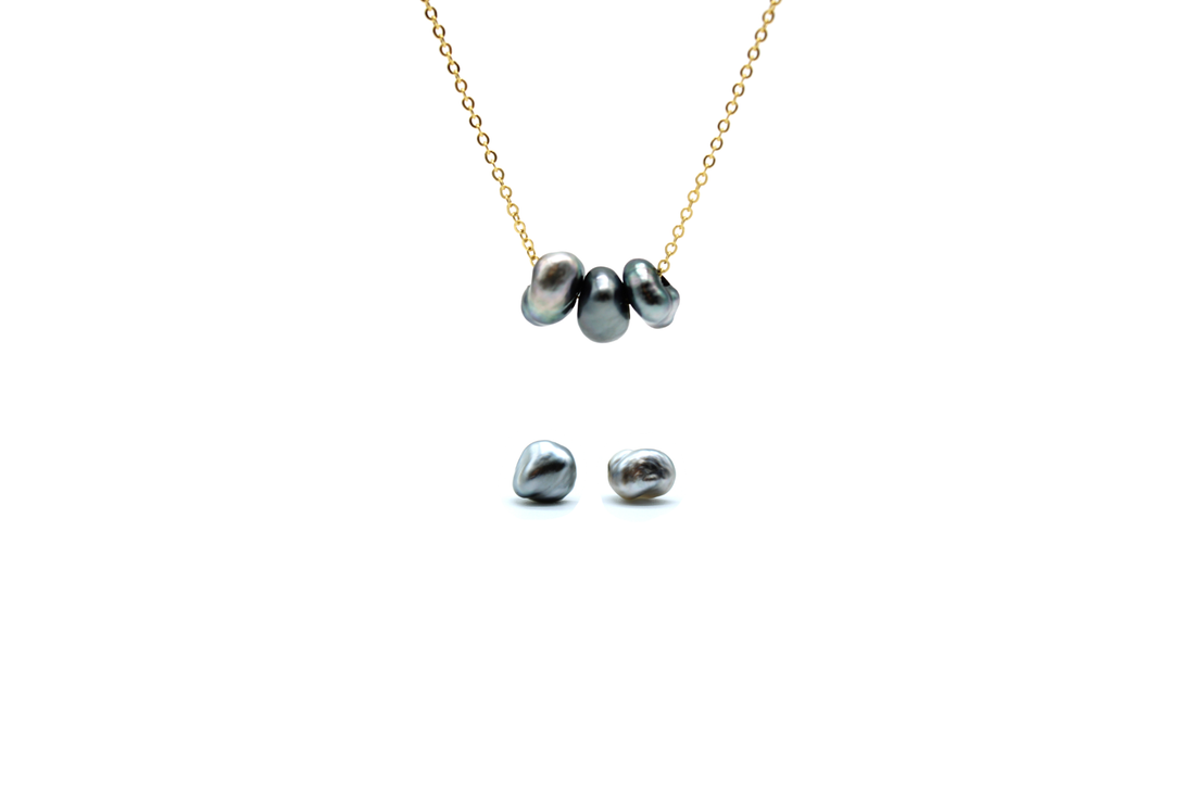 Keshi Floating Necklace and Keshi Stud Bundle