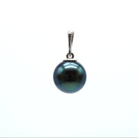 White gold lack pearl pendant on a white background